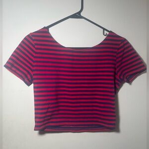 Forever 21 Red and Blue Striped Crop Top
